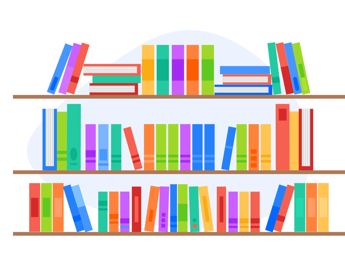 Three free-hanging shelves with books on them.