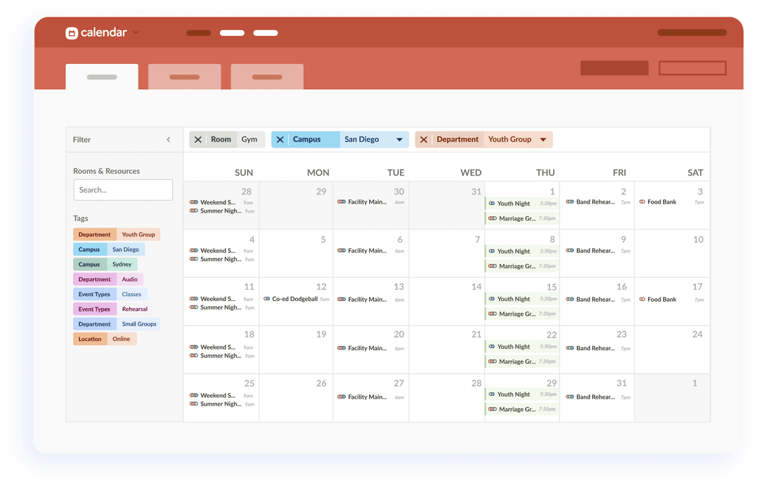 Planning Center Calendar Event Facility Scheduling