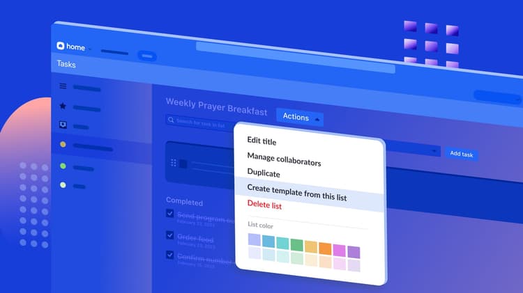 Make task list templates for recurring events and projects