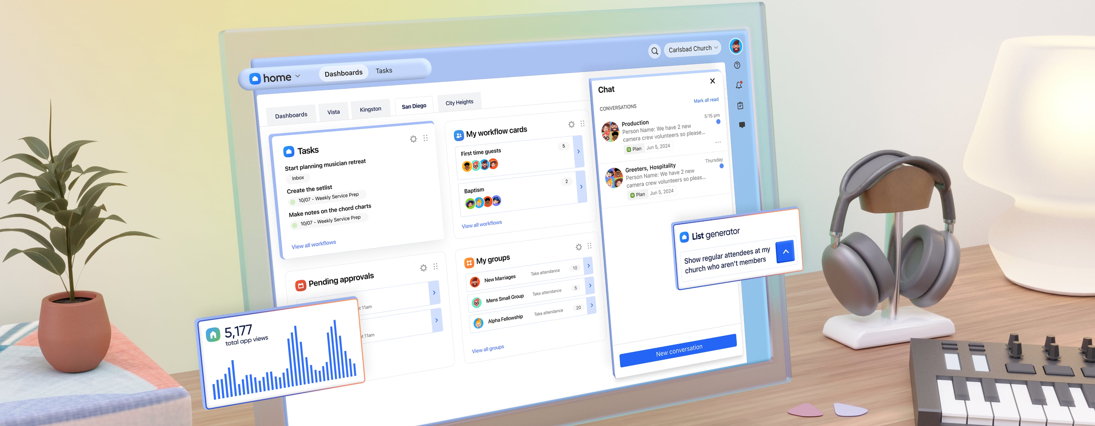 Planning Center dashboard