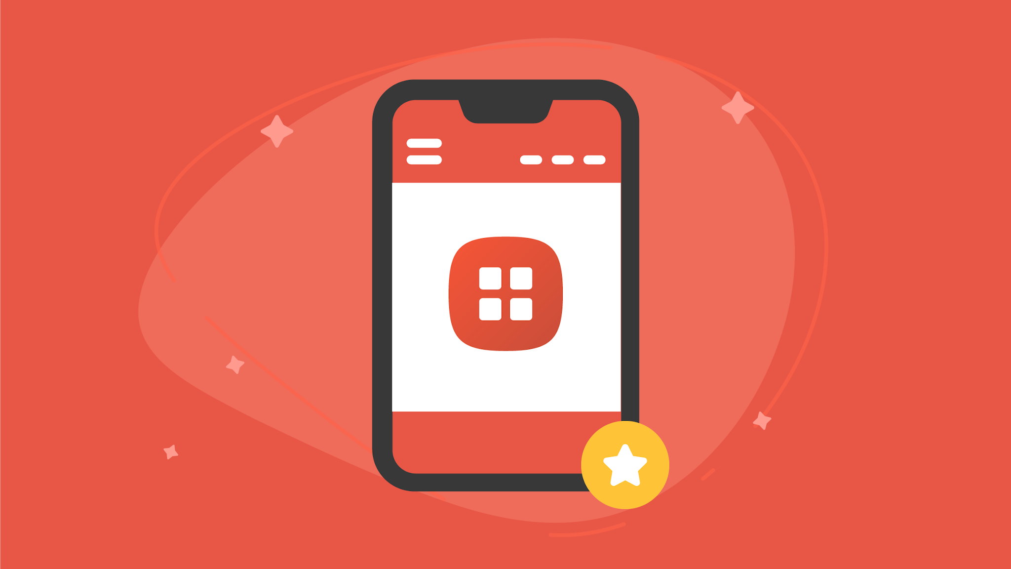 An illustrated cell phone with the red Planning Center Calendar icon in the middle of the screen.