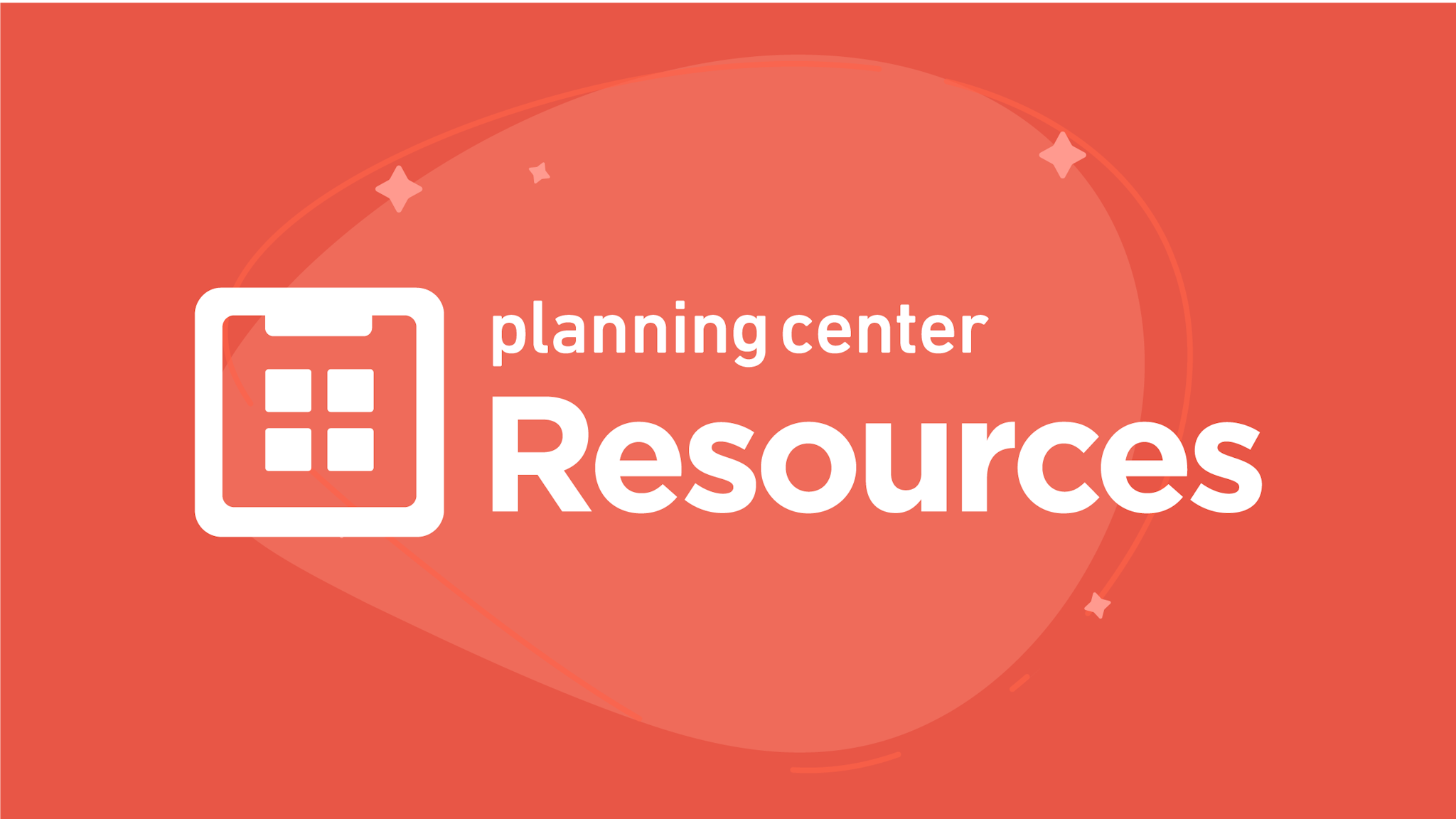 The Planning Center Resources typeface in white against a red background.