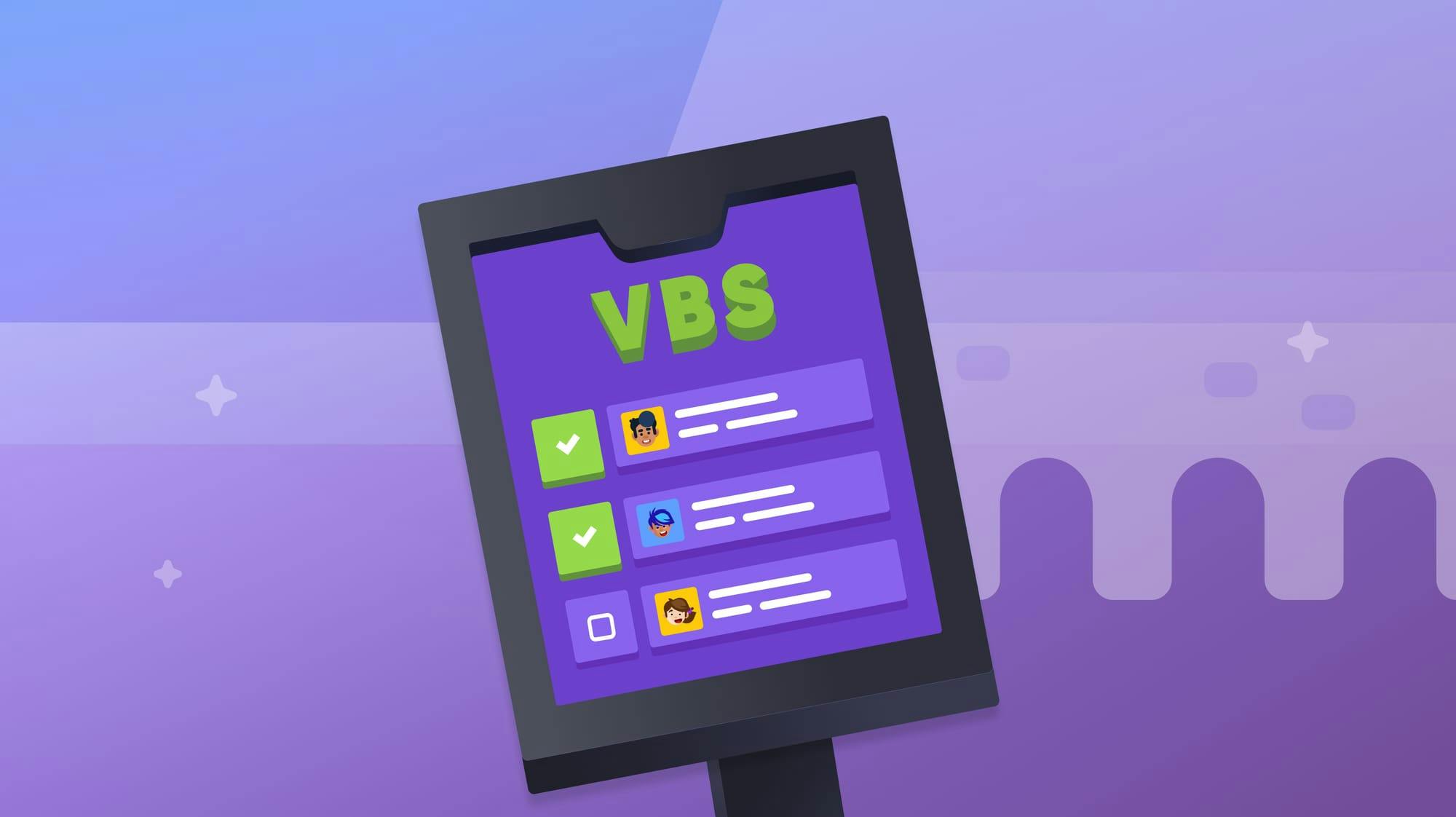 A Check-Ins station for VSB with green checkboxes and profile pictures.